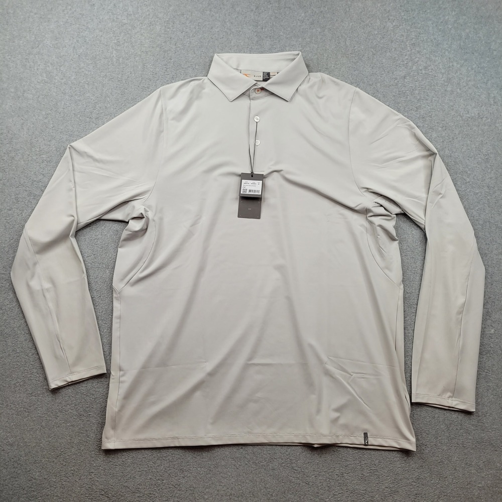 KJUS Soren Polo Long Sleeve Mens XL Grey UPF 50+ Performance Golf Shirt MG60-H13